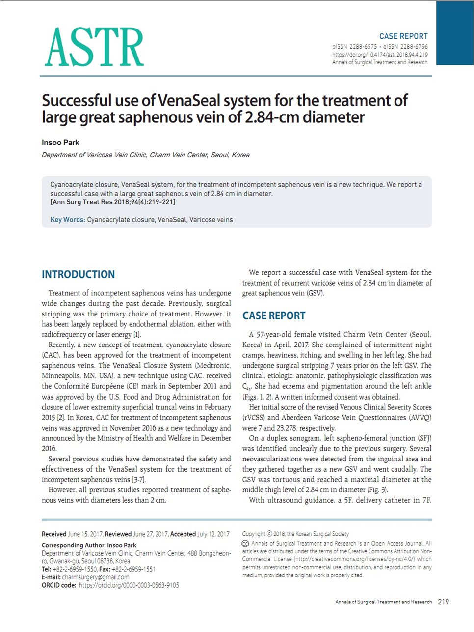 Ann Surg Treat Res 논문