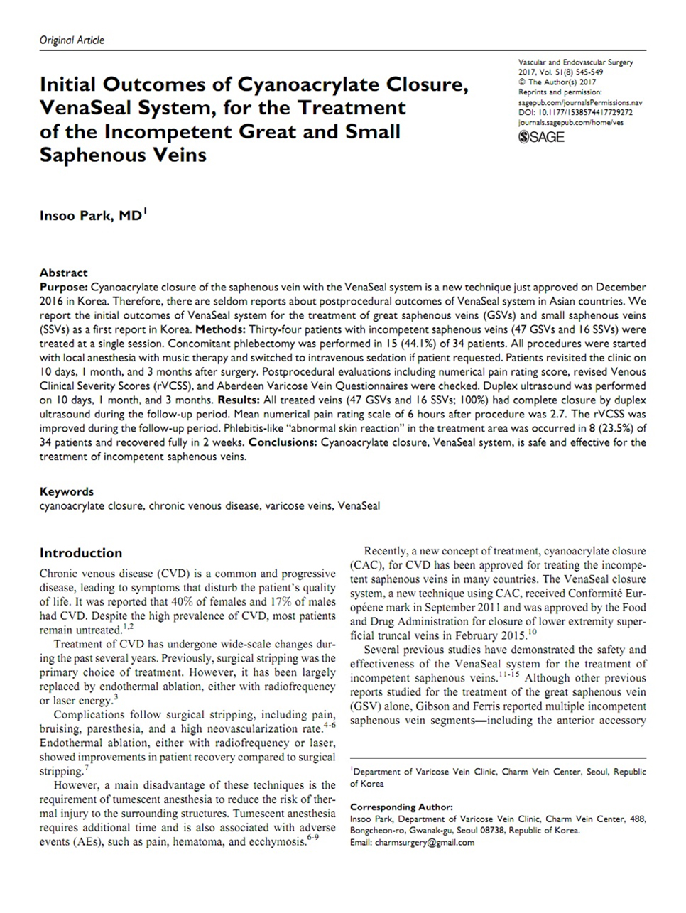 Vasc Endo Surg논문